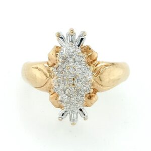 14K Y Diamond Ring With Round And Baguette Diamonds